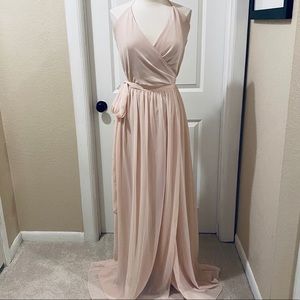Barely Pink Formal Floor-length Wrap Gown